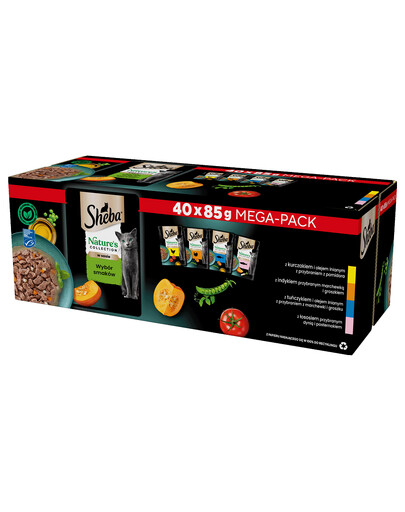 SHEBA Saszetka Sos Nature's Collection Mix 40x85g - mokra karma dla kotów dorosłych, 40x85g