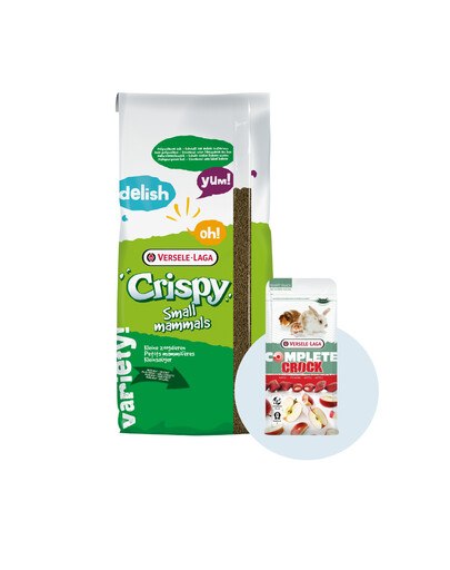 VERSELE-LAGA Granulat dla królików miniaturowych Crispy Pellets Rabbits 25 kg + przysmak Crock Complete Apple 50g jabłkowy