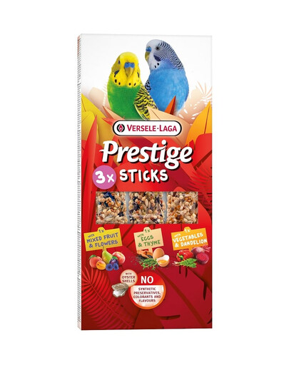 VERSELE-LAGA Prestige Sticks 90g kolby dla małych papug 3 różne smaki