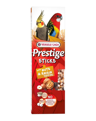 VERSELE-LAGA Prestige Sticks 140g kolby dla średnich papug orzechi i posypka rodzynkowa