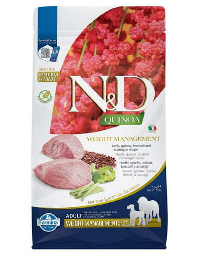 N&D Quinoa Dog Adult medium maxi Weight management lamb, broccoli 2,5 kg