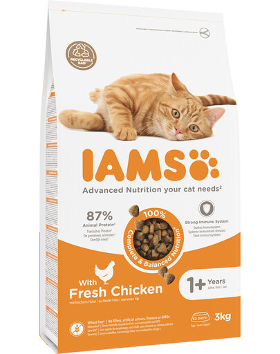 IAMS Cat Adult All Breeds Chicken 3 kg - sucha karma dla dorosłych kotów