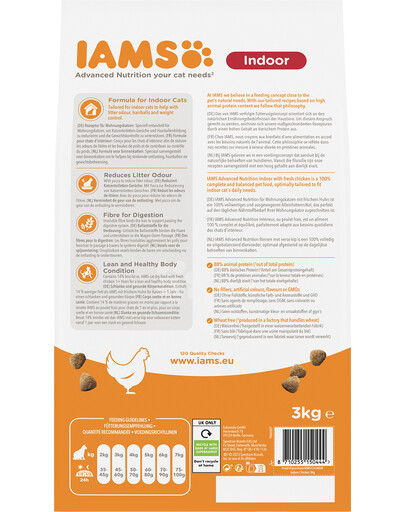 IAMS For Vitality Indoor sucha karma z kurczakiem dla dorosłych kotów domowych 3 kg