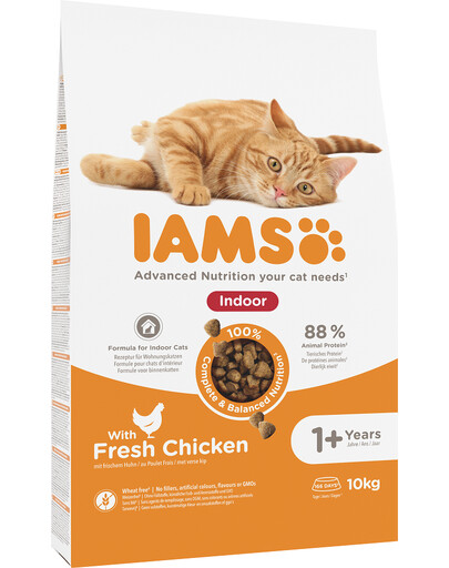 IAMS For Vitality Indoor sucha karma z kurczakiem dla dorosłych kotów domowych 10 kg