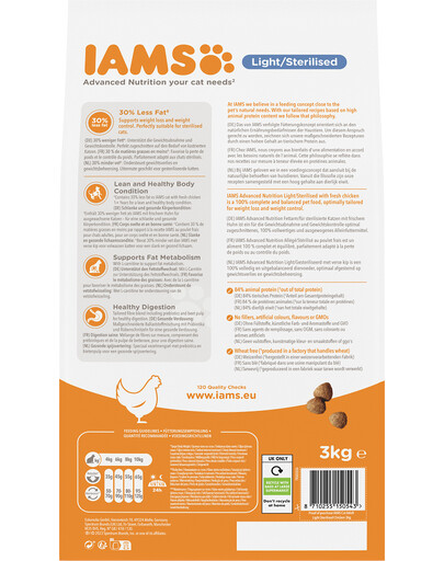 IAMS For Vitality Adult sterilised Chicken 3 kg - sucha karma dla kotów po sterylizacji