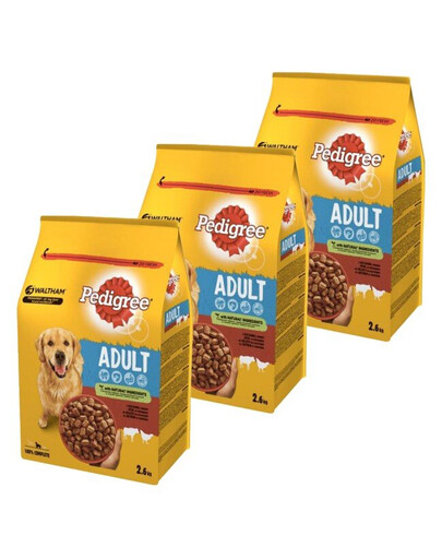 PEDIGREE Adult wołowina i drób karma dla psa 3 x 2.6 kg