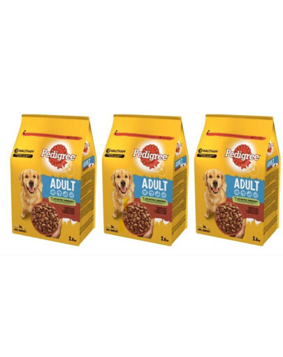 PEDIGREE Adult wołowina i drób karma dla psa 3 x 2.6 kg