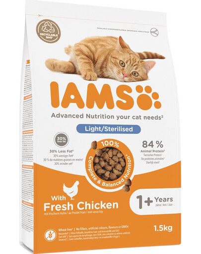 IAMS for Vitality Sterilised sucha karma dla kotów dorosłych po kastracji z kurczakiem 1,5 kg