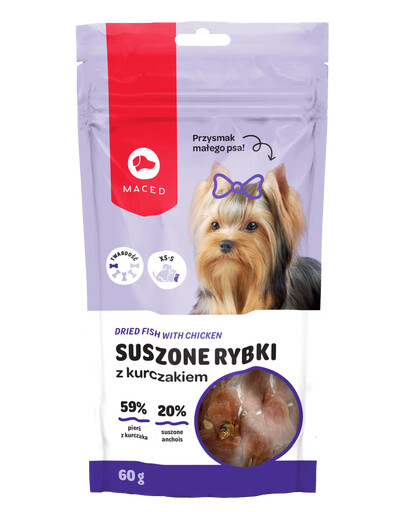 MACED SUSZONA RYBA Z KURCZAKIEM 60g - przysmak dla psa, 60g