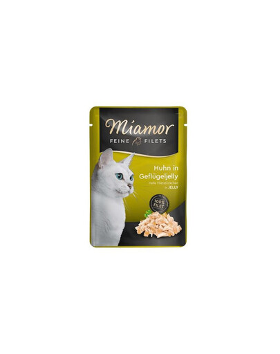 MIAMOR Feline Filets 100 g - Mokra karma dla kotów, Kurczak i drób w galaretce 100 g