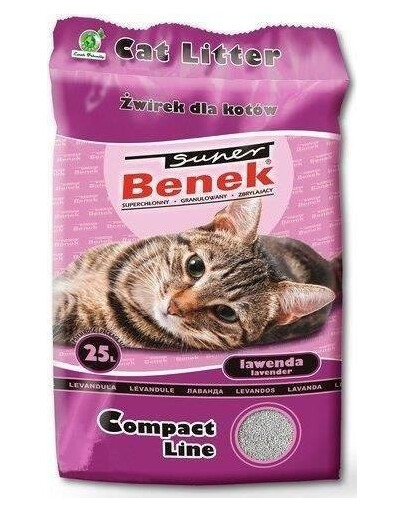 Super Benek Compact Line Lawenda 2x 25 L - żwirek dla kotów o zapachu lawendy (50 l)