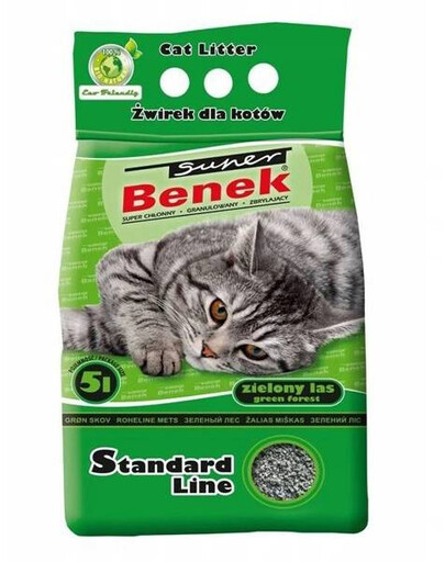 Super Benek Standard Line Żwirek Dla Kotów Zielony Las 2x 5 L - bentonitowy żwirek dla kotów o zapachu zielonego lasu 10 L