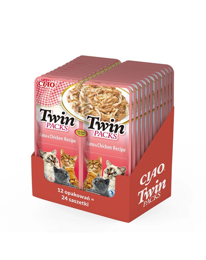 INABA Twin Tuna & Chicken Recipe 24x40 g Tuńczyk z kurczakiem w bulionie dla kotów