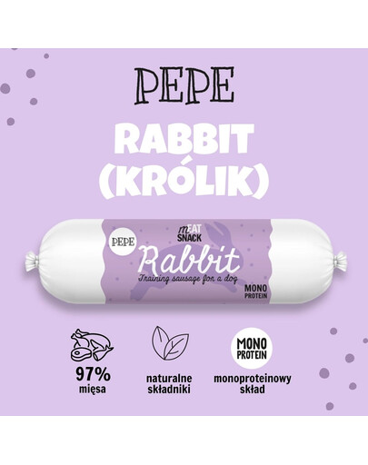 PEPE Meat Snack Kiełbaska z królika dla psa 200g