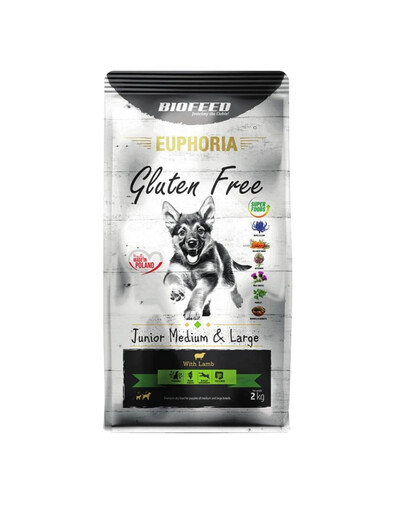 EUPHORIA Gluten Free z jagnięciną dla szczeniąt średnich i dużych ras 2 kg