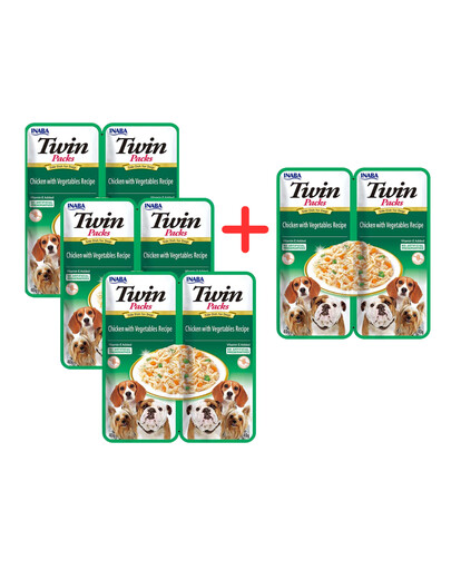 INABA Dog Twin Kurczak, warzywa w bulionie dla psów 2x40 g 3+1 GRATIS