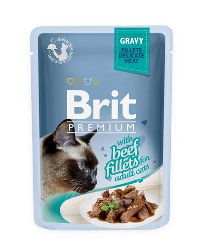 Premium Cat Fillets in Gravy mokra karma z wołowiną dla kota 24x85 g