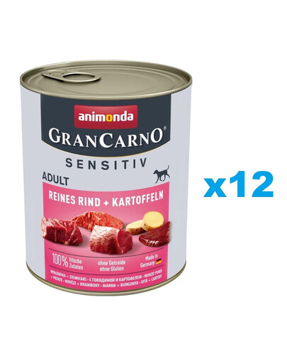 ANIMONDA Grancarno Sensitive wołowina z ziemniakami 12x800 g