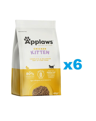 Applaws Complete Kitten Food Kitten Chicken - sucha karma dla kociąt z kurczakiem  2,4 kg (6x400g)