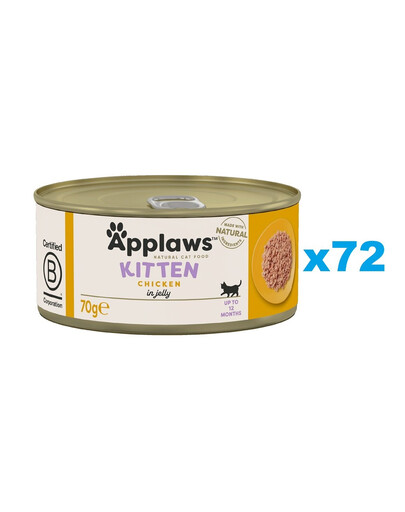 APPLAWS Natural Cat Food Kitten Chicken Breast 72X70 g mokra karma dla kociąt kurczak w galaretce dla kotów