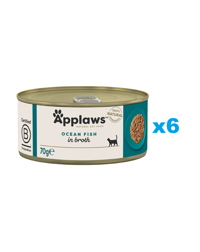 Applaws Natural Cat Food Ocean Fish in Broth  6x70 g mokra karma dla kotów ryby oceaniczne w bulionie