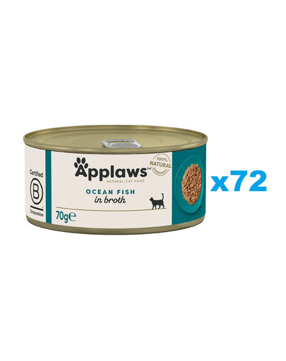 Applaws Natural Cat Food Ocean Fish 72x70 g mokra karma dla kotów ryby oceaniczne w bulionie