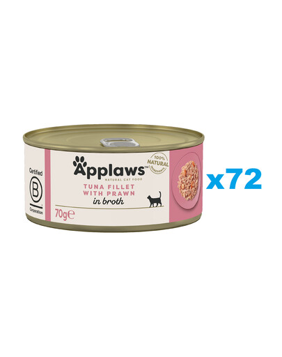 APPLAWS Natural Cat Food Tuna with Prawn in Broth 72x70g tuńczyk i krewetki w bulionie dla kotów