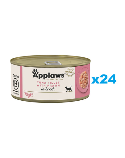 APPLAWS Natural Cat Food Tuna with Prawn in Broth 24x70g tuńczyk i krewetki w bulionie karma mokra