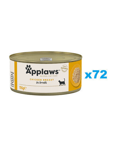 APPLAWS Natural Cat Food Chicken Breast in Broth 72x156g pierś z kurczaka w bulionie dla kotów