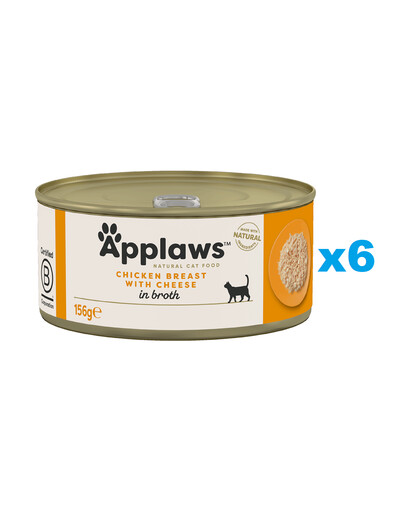 Applaws Natural Cat Food Chicken Breast with Cheese 6x156 g mokra karma dla kotów kurczak z serem w bulionie