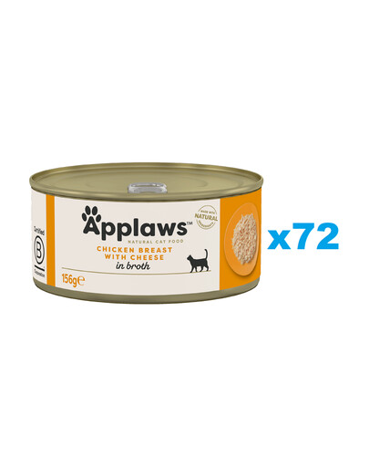 Applaws Natural Cat Food Chicken Breast with Cheese 72x156 g mokra karma dla kotów kurczak z serem w bulionie