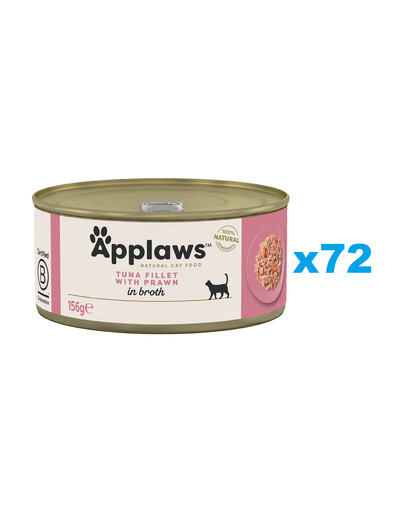 Applaws Natural Cat Food Tuna Fillet with Prawn 72x156 g mokra karma dla kotów tuńczyk z krewetkami w bulionie