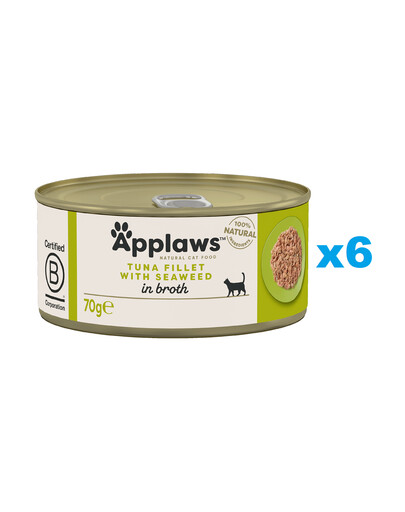 APPLAWS Natural Cat Food Tuna with Seaweed in Broth 6x70 g tuńczyk z wodorostami w bulionie dla kotów