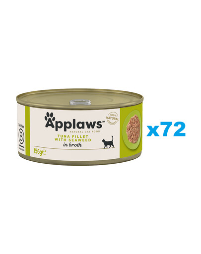 APPLAWS Natural Cat Food Tuna with Seaweed in Broth 72x156 g tuńczyk z wodorostami w bulionie dla kotów