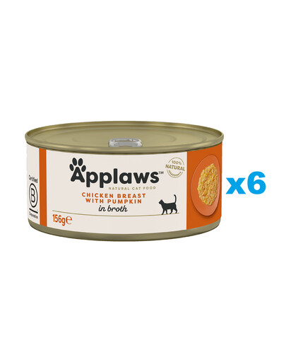 Applaws Natural Cat Food Chicken Breast with Pumpkin 6x156 g mokra karma dla kotów kurczak z dynią w bulionie