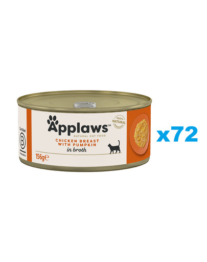 APPLAWS Natural Cat Food Chicken Breast with Pumpkin in Broth 72x156 g pierś z kurczaka i dynia w bulionie dla kotów