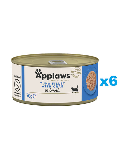 Applaws Natural Cat Food Tuna Fillet with Crab 6x70 g mokra karma dla kotów tuńczyk z krabem w bulionie