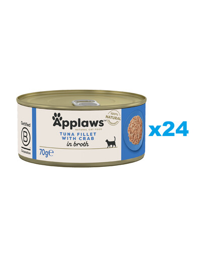 Applaws Natural Cat Food Tuna Fillet with Crab 24x70 g mokra karma dla kotów tuńczyk z krabem w bulionie