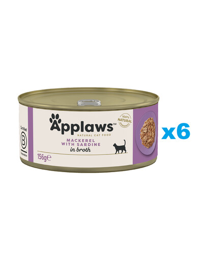 Applaws Natural Cat Food Mackerel with Sardine 6x156 g mokra karma dla kotów makrela z sardynką w bulionie