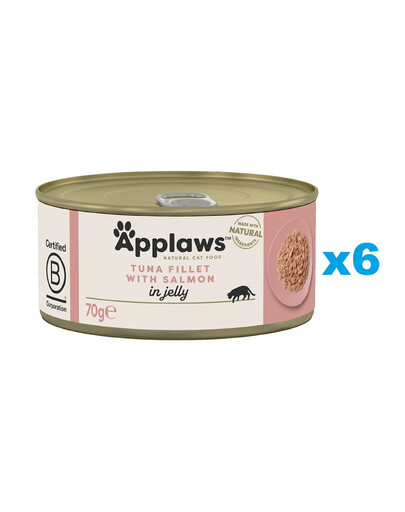 APPLAWS Natural Cat Food Tuna Fillet with Salmon in Jelly 6x70g tuńczyk i łosoś w galarecie dla kotów