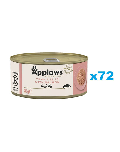 APPLAWS Natural Cat Food Tuna Fillet with Salmon in Jelly 72x70g tuńczyk i łosoś w galarecie dla kotów