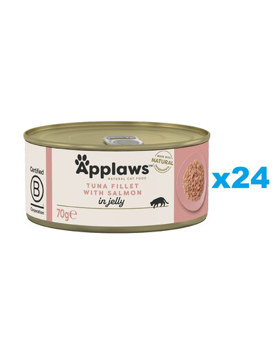 APPLAWS Natural Cat Food Tuna Fillet with Salmon in Jelly  24x70g tuńczyk i łosoś w galarecie dla kotów