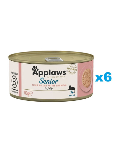 APPLAWS Natural Cat Food Senior Tuna with Salmon in Jelly 6x70g tuńczyk z łososiem w galaretce dla seniora