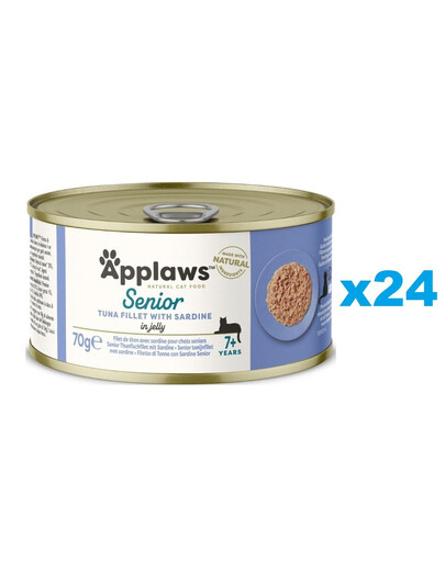 APPLAWS Natural Cat Food Senior Tuna Fillet with Sardine in Jelly 24x70 g tuńczyk z sardynką w galaretce dla starszych kotów