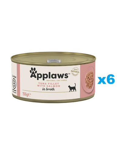 APPLAWS Natural Cat Food Tuna with Salmon in Broth 6x156 g tuńczyk z łososiem w bulionie dla kotów