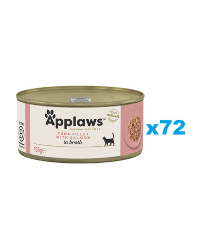 APPLAWS Natural Cat Food Tuna with Salmon in Broth 72x156 g tuńczyk z łososiem w bulionie dla kotów