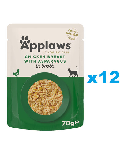 Applaws Natural Cat Food Chicken Breast & Asparagus 12x70 g mokra karma dla kotów z kurczakiem i szparagami w bulionie