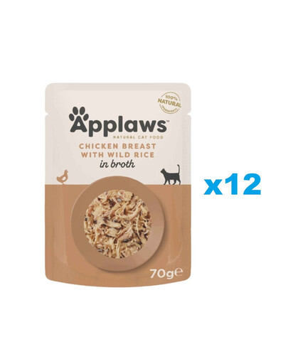 Applaws Natural Cat Food Chicken Breast & Wild Rice 12x70 g mokra karma dla kotów z kurczakiem i dzikim ryżem w bulionie