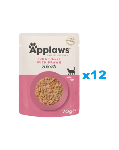 Applaws Natural Cat Food Tuna Fillet & Pacifie Prawns 12x70 g mokra karma dla kotów z tuńczykiem i krewetkami tygrysimi w bulionie