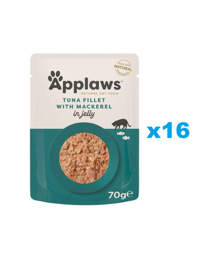 APPLAWS Natural Cat Food Pouch Tuna with Mackerel in Jelly 16x70 g filet z tuńczyka z makrelą w galaretce dla kotów